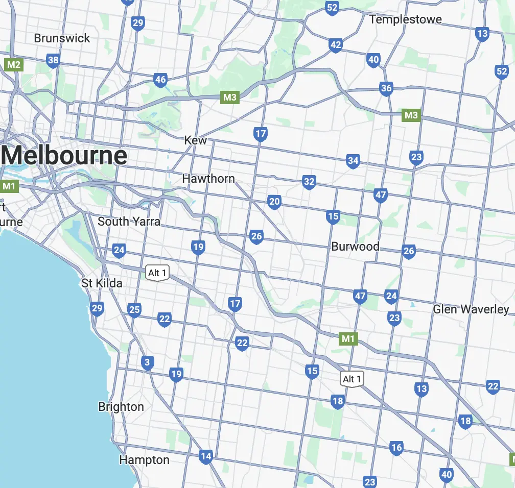 Map of Melbourne's suburbs